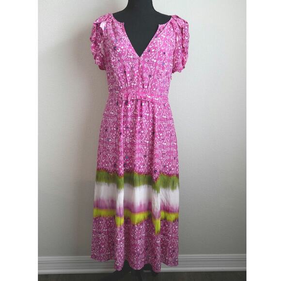 Tanya Taylor NWT Size 4 Ladies Multi Print  Luciana Midi Dress - Picture 2 of 11